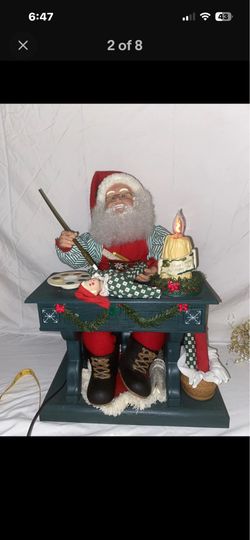 Santa Claus Tradition animated Santa at work shop w candle light