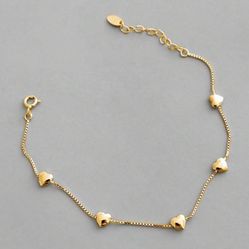 Sterling Silver Minimalist Hearts Bracelet 