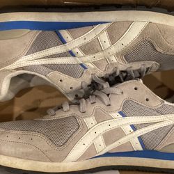 Asics - Men's 10.5 / grey suede / white logo with blue accents