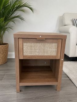 SICOTAS Night Stand Rattan Nightstands with Drawer