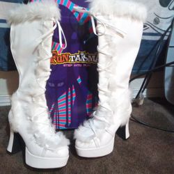 White Faux Fur Boots