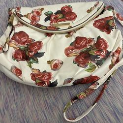 VTG Juicy Couture ROSIE Crossbody Bag Purse Vegan Leather White Red & Pink Roses