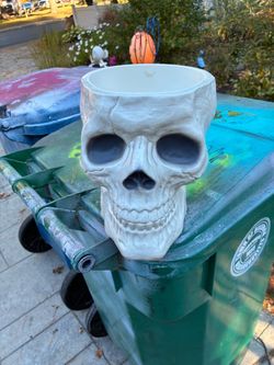 New 9” h skeleton head bowl/candy dish