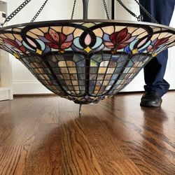 Antique Stained Glass Chandelier 
