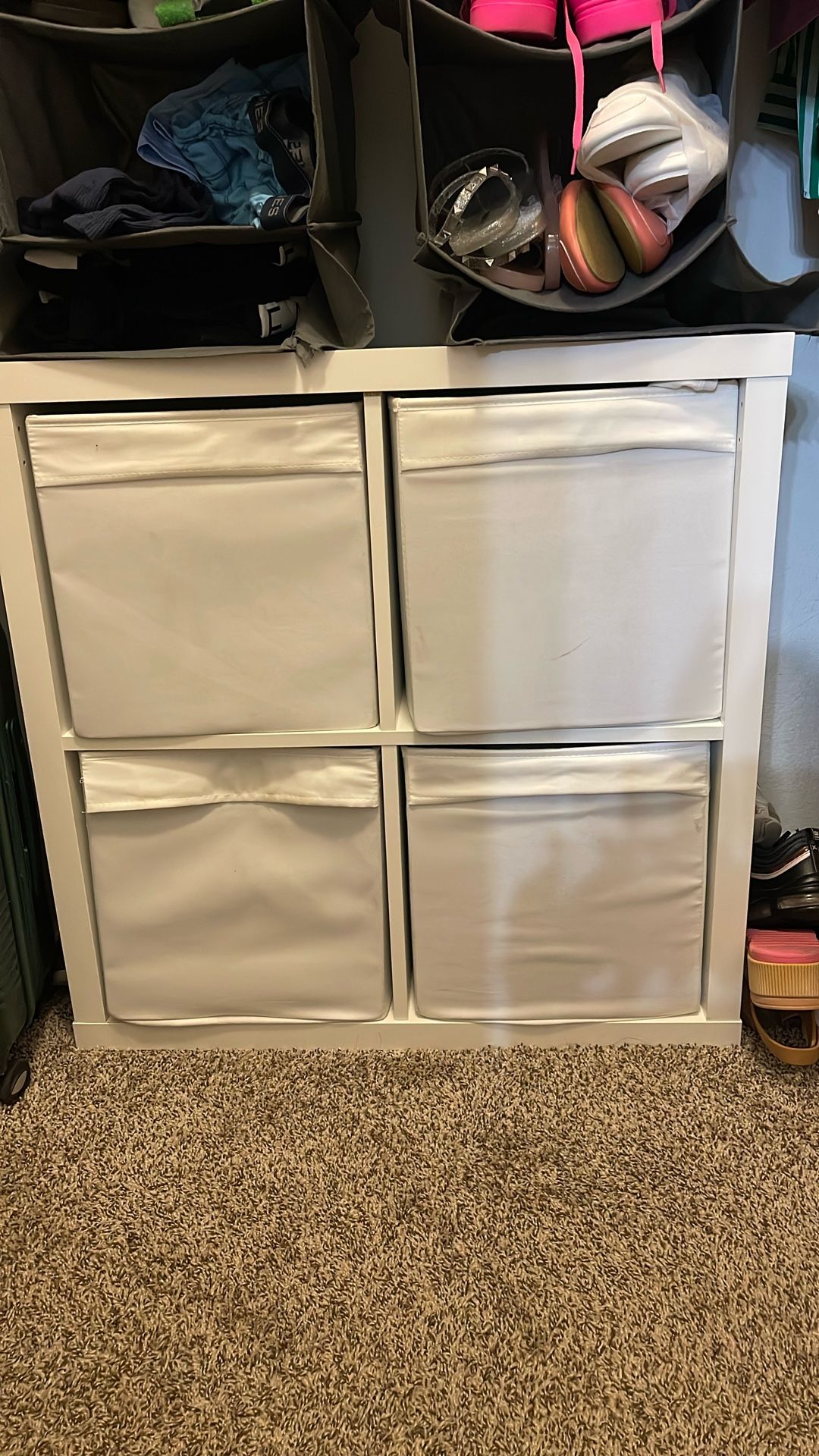 30in By 30in White Four Cube Storage