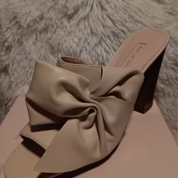 Avec Les Filles Beige Open Toe Block Heel Size 9m