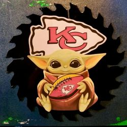 Kansas City Chiefs Baby Yoda Grogu Decorative Saw Blade
