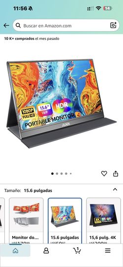 Monitor portátil de 15.6 pulgadas FHD 1080P USB C HDMI para juegos, pantalla IPS ultradelgada con cubierta inteligente y altavoces, HDR Plug & Pla