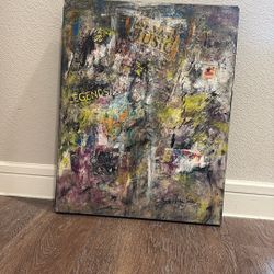 Abstract Mixed Media Canvas Art – Medium Modern Statement Piece