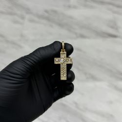 Natural Diamond Cross 10K Gold