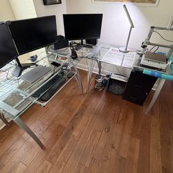 Glass office desk (L shape)