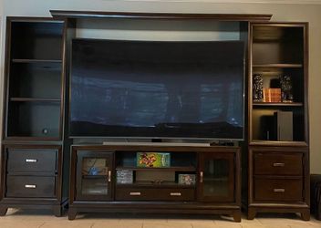 Dark wood tv stand