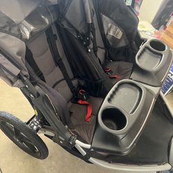 Double Bob Jogging Stroller with Tray - Adjustable Handles and Shocks