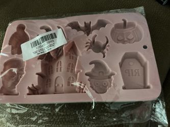 Halloween Silicone Molds, 2 Pack 9-Cavity Chocolate Candy Molds for Gummy Jello Cake Pops, Halloween Molds for Baking with Skull Pumpkin Bat Spider Sh