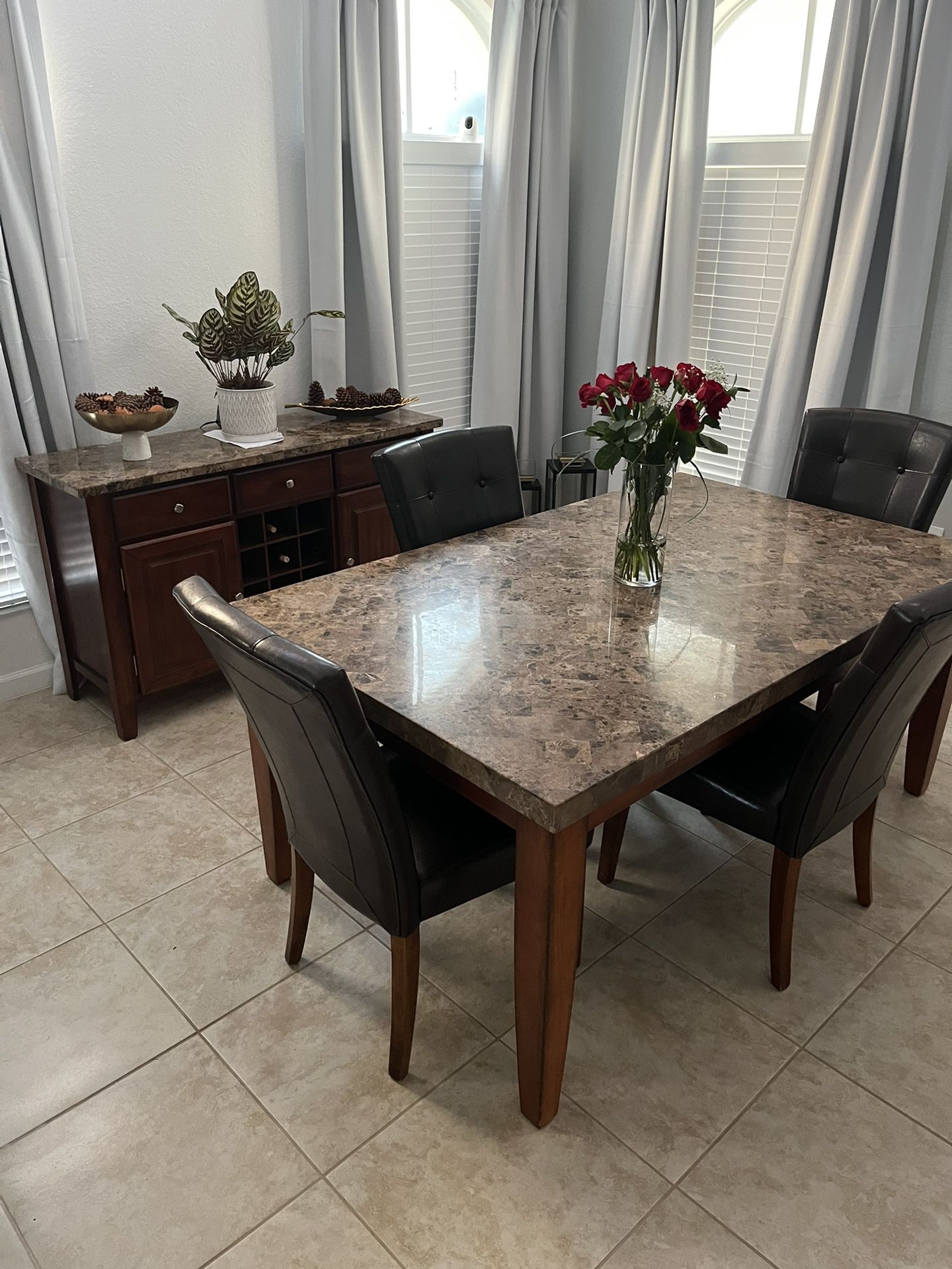 Dining Table, 4 Chairs And buffet