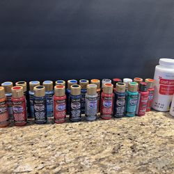 26 Assorted Color Paints, 1-medium And 1-large  Bottles Of White Paint