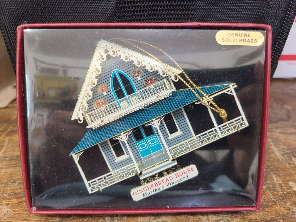 Brass Gingerbread House Martha's Vineyard Ornament