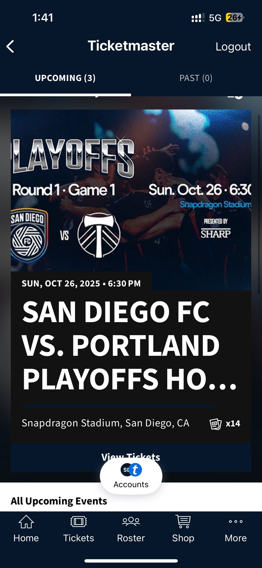 San Diego FC x 4 Playoff Tickets Game 1