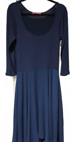 Melissa Masse Made to Measure 3/4 Sleeve Navy Dress Sz small Fit and Flare