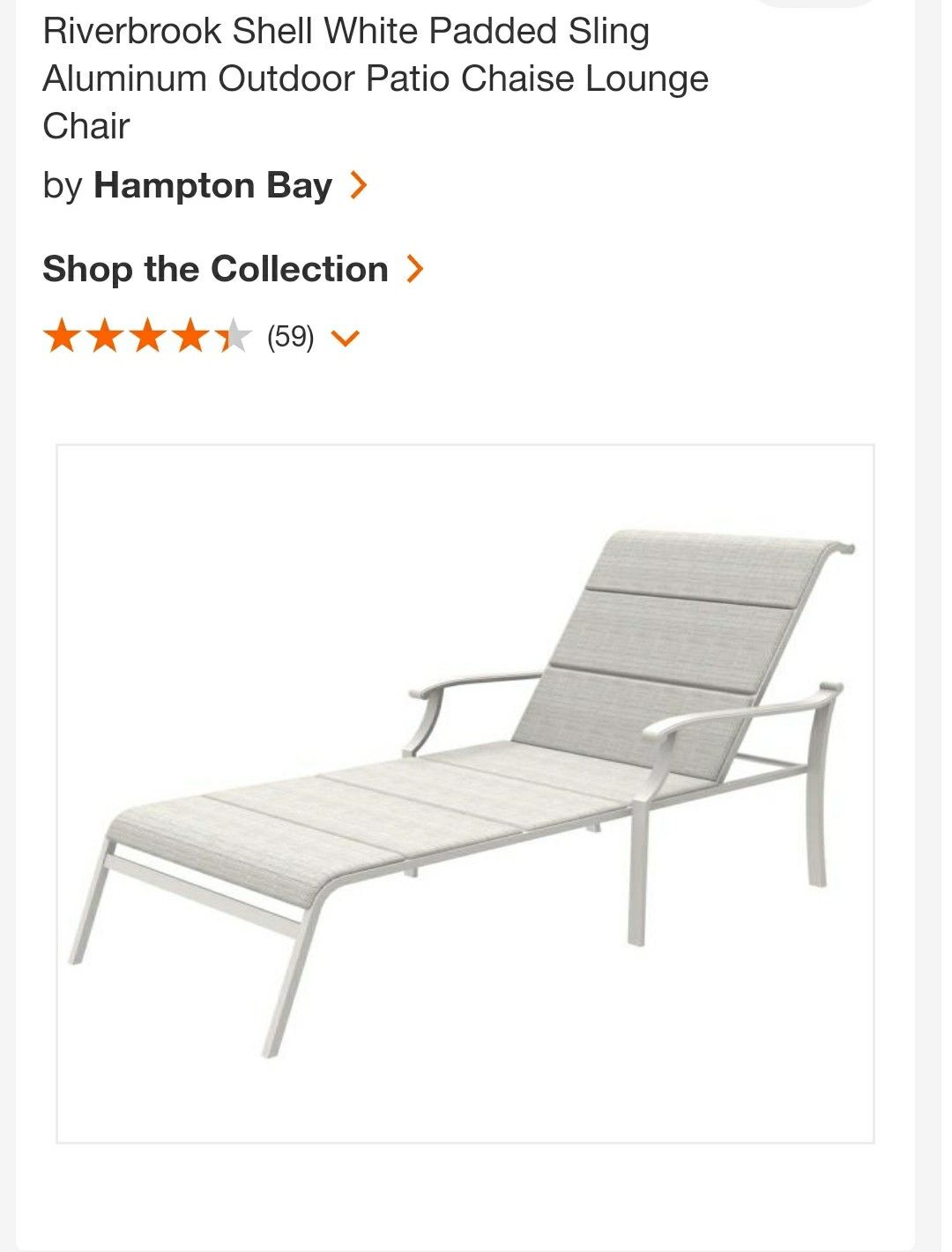 NEW IN BOX!! Padded Sling White Chaise Patio Lounge