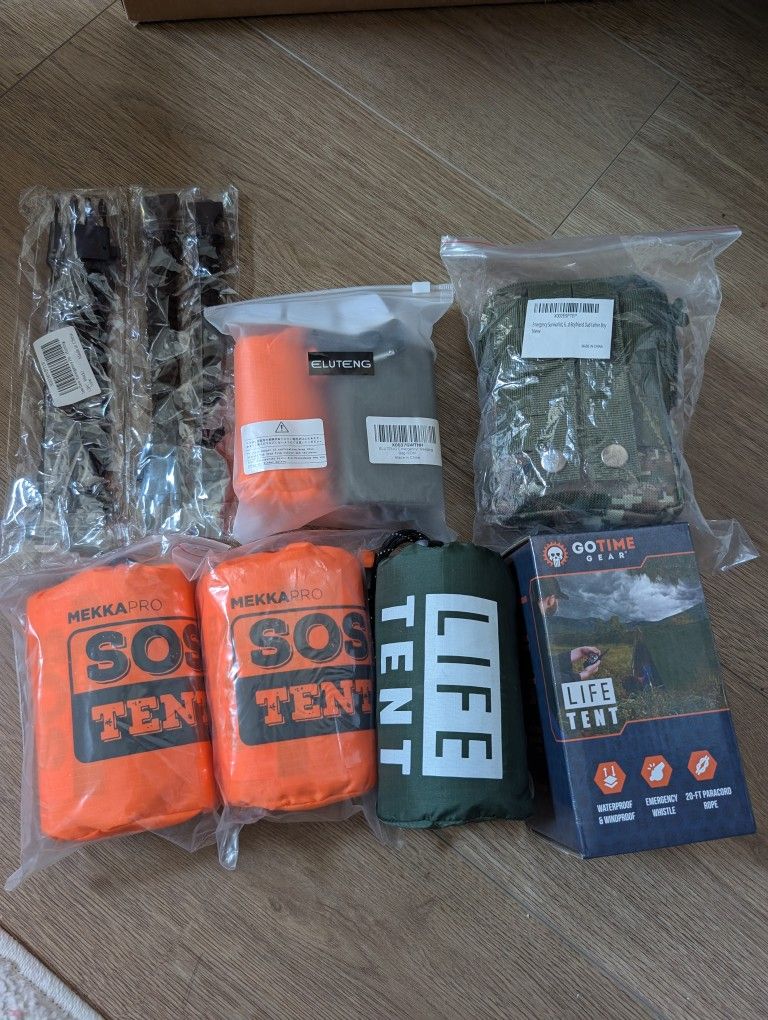 NIB Emergency Survival Gear $10 & Up - Tent, Sleeping Bag, Emergency Kit, Paracord Bracelets