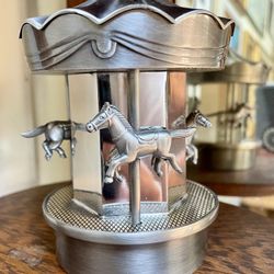 Elegance Silver Plated and Pewter Finish Carousel/ Horses Money Bank