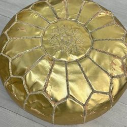 Gold poof ottoman XL 