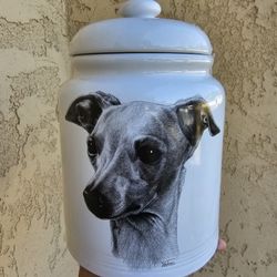Porcelain By Rosalinde Dashund Greyhound Dog Treat Canister Cookie Jar