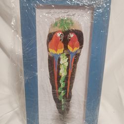 Long Blue hand painted feathers