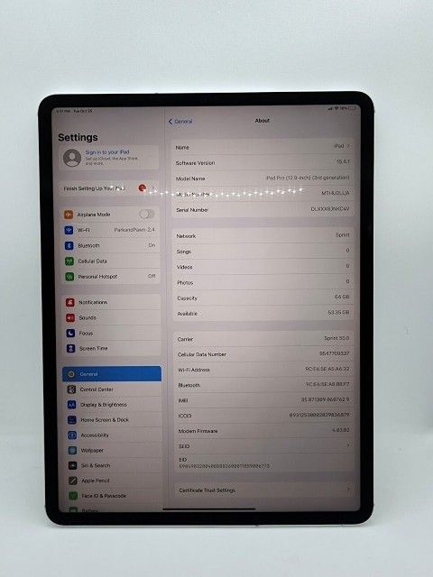 Apple iPad Pro 12.9" 3rd Gen 64GB Wi-Fi & Cellular
