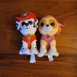 2 TY 11" Paw Patrol Stuffed Animals