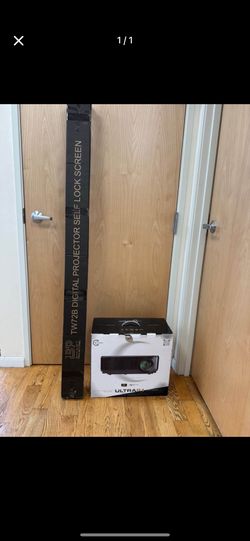 Brand New Projector + Self-Lock Screen (Never Used, In Box)