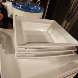 3 Small Pottery Barn White Square Bowls