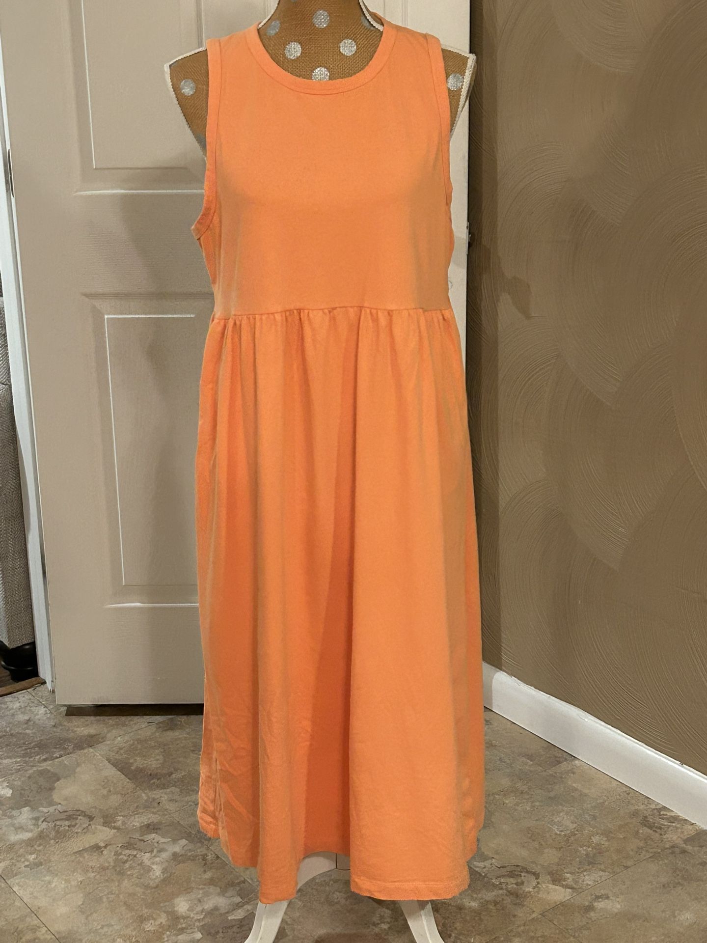J Crew Women’s Size XL Orange Full Length Dress W/Pockets