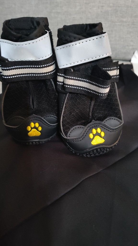 Black and Gray Dog Boots with Paw Print
