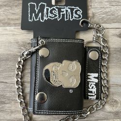 Misfits Band Leather Wallet With Chain 