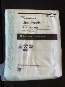 Cardinal Health Underpads Wings Plus Heavy Absorbency 30 X 36