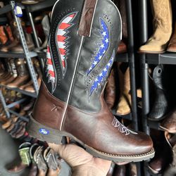KUT Western Work Boot Cowboy Patriot USA Leather Rodeo Rancher  Square Toe 