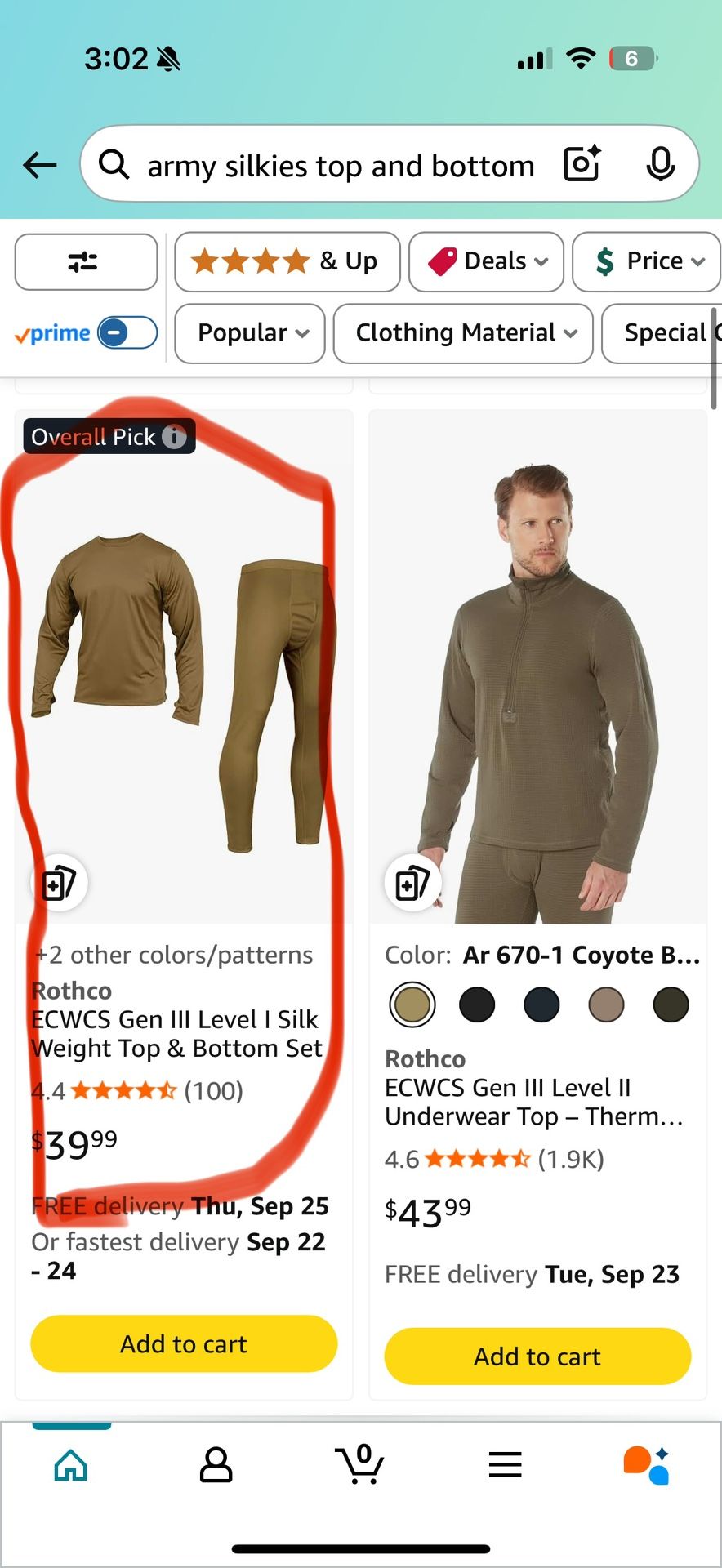 Army Issued Level I (silkies) And Level II (waffles)