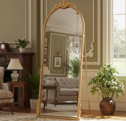 Gold Arched Full Length Floor Mirror