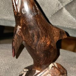 Wooden Dolphin Statue