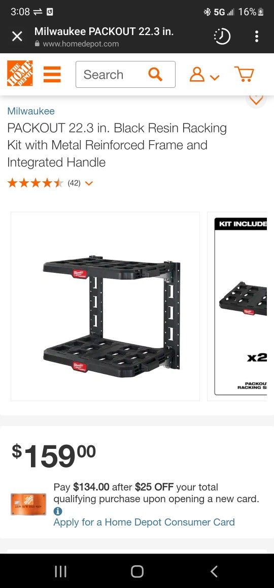 Milwaukee
PACKOUT 22.3 in. Black Resin Racking Kit with Metal Reinforced Frame and Integrated Handle