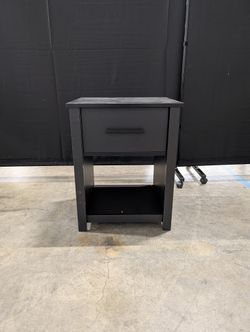 Ameriwood HOME Black Wood Composite Nightstand with Open Shelf