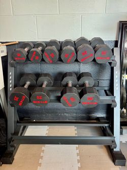 Dumbbell Rack with 200lbs of Dumbells.