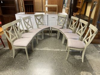 LATITUDE TREE FURNITURE Distressed Grey Cross Back Upholstered Dining Chair (Set of 8)