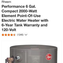 6 Gallon Electric Water Heater 