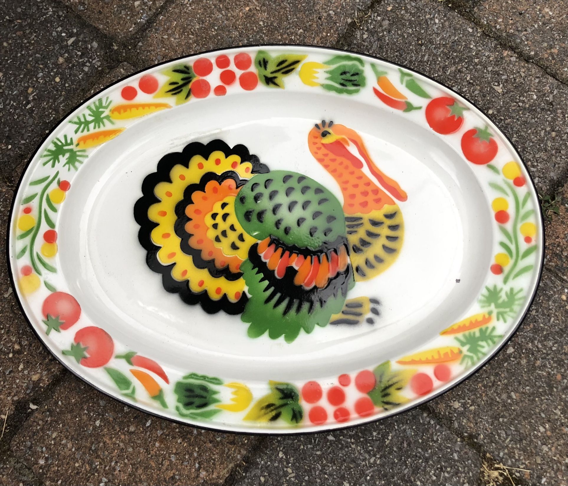 Vintage1960’s Enamels Turkey Platter