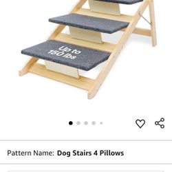 4-Step Wooden Dog Stairs for High Bed – Sturdy Pet Ladder for Small, Medium & Large Dogs – Safe Indoor Steps for Pets – Great Alternative to Dog Ramp 