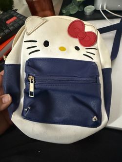 Hello Kitty Mini Backpack Crossbody Bag White Navy Blue Red Bow Convertible Purse