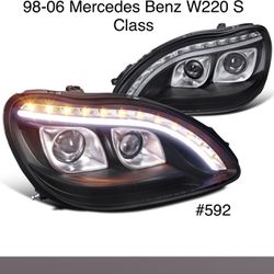 1998 TO 2006 MERCEDES BENZ W220 S CLASS HALOGEN MODEL DRL HEADLIGHTS (FOR THE PAIR)